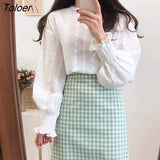 New Long Sleeve Women Shirts Blouses Korean Cotton Solid Women Blouse Casual Oversized White Shirt Tops Women Mujer