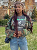 Autumn Baseball Jackets For Women 2022 Green Buttons Crop Tops Jackets Coats Streetwear Camouflage Varsity Bomber
