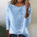 Sheintemu Autumn And Winter Round Collar Long-Sleeved Button Sweater New