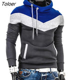 Men Color Block Patchwork Hooded Long Sleeve Pullover Hoodie Sweatshirt Autumn And Winter Fashion Men's