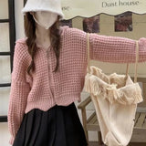 Korean Version Of High-Collar Warm Retro Coarse Needle Lapel Knitted Shirt Lazy Style Loose Style Zipper Sweater Jacket-Outfit