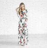 Summer Round Neck Flowers Print Long Sleeve