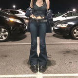 Women's Wear Ins Street Network Celebrity Hot Girl Style Low Waist Shows Thin Slightly Spicy Jeans-Outfit