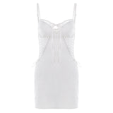 Summer Fashion Women's Dress Bag Hip Dress Sexy Hollowed-Out Back Tie Lace Dress Woman-Outfit