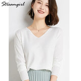 Women's Sweater 2021 White Jumper V Neck Ladies Winter Clothes Women Sweater Knitted Pullovers Sweaters For Women Fashion