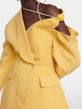 Fashion Women's Blazer Oblique Shoulder Long Sleeves Hollow Out Irregular Solid Color Suit Jacket Summer 2023 New