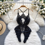 Women Lace Sexy Camis Bodysuits Hollow Out Off Shoulder Backless 2022 Summer Inside Wear Beauty Back Thin