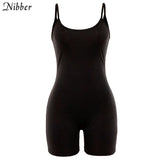 black Basic sleeveless playsuits womens 2019 summer fashion Elastic Soft casual wear playsuits Jogging Sportswear