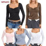 Women Harajuku Fashion T-shirts y2k Crop Tops Spring Autumn 90s Vintage Clothes Slim Long Sleeve Tops Female Clothing-Outfit
