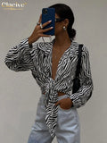 Vitnage Stripe Lapel Women'S Shirt Autumn Long Sleeve Office Fashion Woman Blouses 2021 High Street Shirt Top