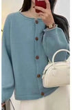 Autumn And Winter New Style Simple Style Solid Color Retro Knitted Cardigan Loose Lazy Style Sweater Jacket-Outfit