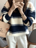 Color Block Striped Knit Sweater-Outfit