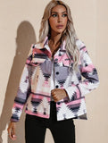 Fashion Print Turndown Collar Long Sleeve