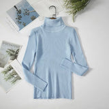 2021 Autumn Winter Sweater Knitted Women Khaki Long Sleeve Slim Casual Turtleneck Pullover Ladies White