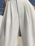 Waist Wide Leg Pants for Women New Loose Straight Coffee Trousers Autumn Double Buttons Casual Suit Pants Female-Outfit