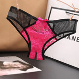 Lace Opening Hollow Pants To Seduce Low-Rise Trousers Transparent Color Mesh