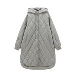 Grid Parkas Cotton Coat 2021 New Single-breasted Pocket Solid Loose Quilted Coats Vintage Pullover Winter Jacket