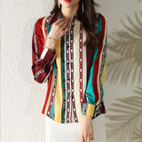 fashion chained printing ladies shirts 2022 Spring Summer women's blouses Long sleeve mujer