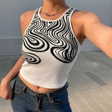 Tiger Printed Tees Vest Crop Top Women Letter Animal Print Crop Top Sleeveless Tank Tops Casual Skinny Female