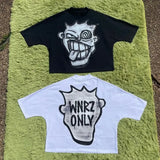 Dress Y2k Long Cartoon Pattern T-Shirt Hip-Hop Harajuku Fashion Men's Casual Round Collar Gothic Short Sleeves-Outfit