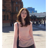 Wind Pure Desire To Cultivate Long-Sleeved Top Soft Pink Knitted Shirt Women 2025 Early Autumn