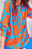 Breasted Long Sleeve Blouse Temperament Turn Down Collar Loose Shirt Spring Flower Print Tops Elegant Blusas Mujer