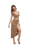 Women's Dress 2023 Spring And Summer New Style Night Club Sexy Chest Exposed Shoulder Forked Strap Half Skirt Suit-Outfit