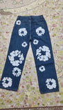 High Street Printing Wash Straight Street Clothing Slim Jeans Mid-Waist Casual Fashion Pants-Outfit
