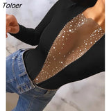 Bodysuits Contrast Lace Long Sleeve Bodysuit & 2023 Europe America Fashion Women's Clothing Skinny Daily Night Out