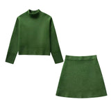 Spring Style Loose Rib Sweater 5755007 Knitted Half Skirt Suit-Outfit