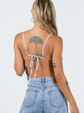 Womens Sexy American Retro Sparkle Crop Cami Tops Sequined Sleeveless Spaghetti Strap Camis Tie Backless Tee Shirts-Outfit