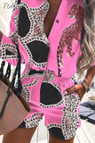 Print Long Sleeve Shirts and Short Pants Set Women Spring Summer New Single Breasted Blouse Pocket Shorts 2 PC