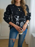 Women's TUME Exploding Halloween Jaccupy Black Skull Knitted Knitted