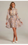 Retro Print Heavy Lifting Nail Bead Dress Set Two-Piece Top Plus Long