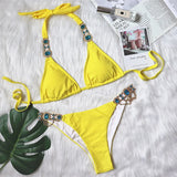 Toloer Hot-Selling New Crystal Diamond Chain Swimsuit Split Swimsuit Sexy