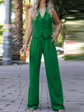 Women's Clothing 2025 Spring New V-Neck Sleeveless Vest Hanging Broad-Legged Trousers Casual