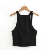 Women Asymmetric Vest Top With Curve Hem-Outfit
