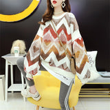 And Winter Sweater Women Retro Striped Loose Sweater Pullover Casual Lazy Fashion Knitted Puff Sleeve Warm