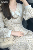 Woman Dress Peter Pan Collar Floral Slim Waist Vestido Femme Summer Robe Femme A-line Dresses 2023 Vestidos De