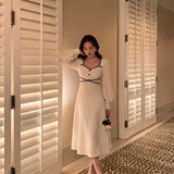 Button Dresses for Women Fairy Midi Party Dress Evening Office Lady Design One Piece Dress Elegant Korean Spring