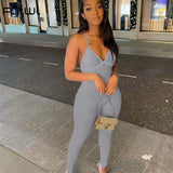 Streetwear White Jumpsuit Rompers Womens Sleeveless Jumpsuits Black Blue One Piece Outfits Backless Bodycon Jumpsuit