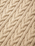 Color Cute V-Neck Cable Knit Long Sleeve Mini