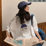 Large-Size Women's Wear Ins Loose White Oversize Design Short-Sleeved T-Shirt-Outfit