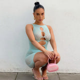 Mesh Patchwork Sexy Romper Women Sleeveless See Through Bodycon Playsuit Casual Streetwear Activewear Workout Y2K