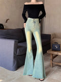 Vintage Jeans Women Fashion Slim High Waist Denim Pants Autumn Flare Long Trouser Wide Leg Sexy Elegant Streetwear-Outfit