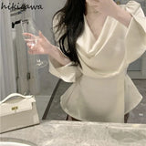 Blusas Mujer De Moda Korean Blouse for Wome Long Sleeve Tunic Temperament Shirts Irregular Bandage Vintage Blouses