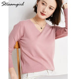 Women's Sweater 2021 White Jumper V Neck Ladies Winter Clothes Women Sweater Knitted Pullovers Sweaters For Women Fashion