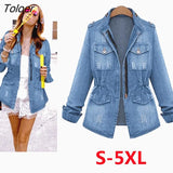 High Quality Denim Jackets Women 2018 Autumn Fashion Long Sleeve Jeans Coat Casual Denim Outwear Tops Plus Size