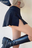 Sexy Split Pleated Miniskirt Women Preppy High Waist A-line Slim Micro Outdoor Sex Skirt Pants Summer Outfits Club