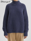 Women Sweater Turtleneck Knitted Thick Winter Woman Pull 2022 Warm Solid Jumper Loose Khaki Sweaters For Women Winter
